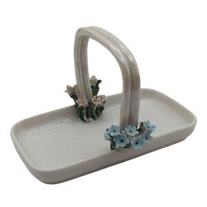 Vintage Hand Painted Capodimonte Porcelain Basket Flowers Italy Dipinto A Mano